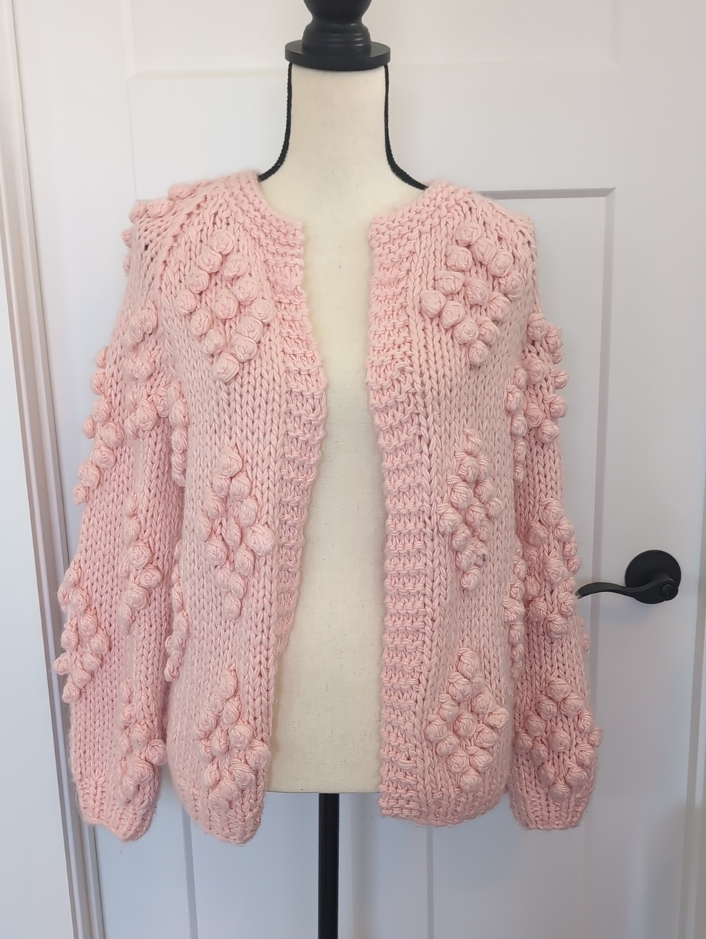 Modcloth Light Pink Popcorn Bobble Knit Cardigan